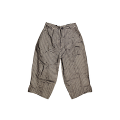 [576]N Heavyweight Style Seersucker Checkered Balloon Pants Silk Cotton Wide-Leg Casual Nine-Point Pants