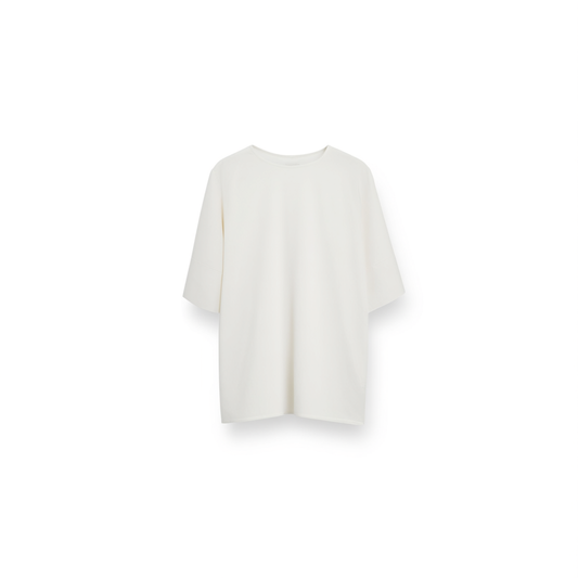 [573]GG      High-End 23 Momme Heavy Silk Shirt for Women, Short-Sleeve, Loose-Fit OL Style White Mulberry Silk Top