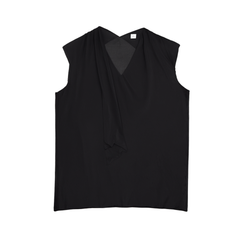 [213]G     Original Travel Design  Silk Vest Black Casual Loose Sleeveless Top for Women Summer