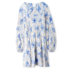 [151]N ORG Low-Temperature Pleated Floral Print Cinched-Waist Slimming Elegant French-Style Short-Sleeve Lightweight Luxury Sun-Protection Dress