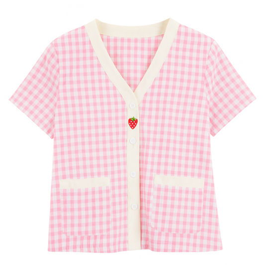 [729]MS Plus Size Women's Clothing [Cute and Sweet Sleepwear] Summer New Arrival Checkered Short Sleeve Shorts Slimming Home Wear for 300-pound