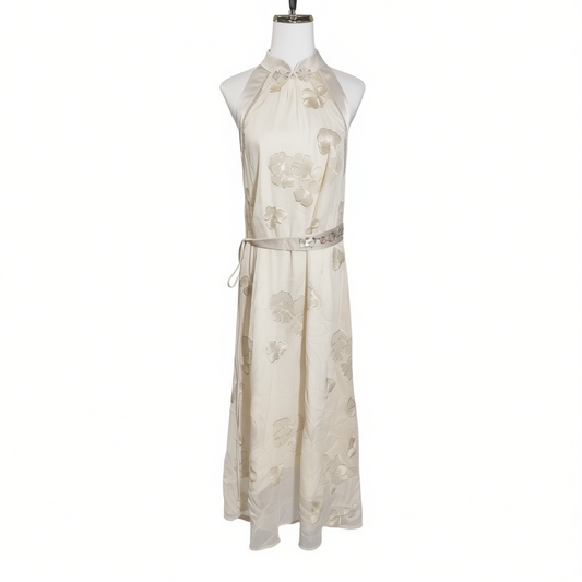 [960]NN New Chinese Style Halter-Neck Modified Qipao Dress with Embroidery, Waist-Cinching Elegant women’s Evening Gown