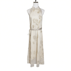 [960]NN New Chinese Style Halter-Neck Modified Qipao Dress with Embroidery, Waist-Cinching Elegant women’s Evening Gown