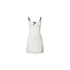[111]NN Romantic Lace Contrast Color Bow Design-Driven Strapless Dress