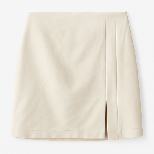 [738]MS [Promotional Price] Women's Front Slit High-Waisted A-Line Petite Beige Skirt for Summer 2025 New Arrival