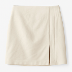 [738]MS [Promotional Price] Women's Front Slit High-Waisted A-Line Petite Beige Skirt for Summer 2025 New Arrival