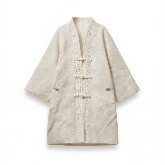 [823]GG     Embroidery Frog Button Cotton-Linen New Outerwear for Women