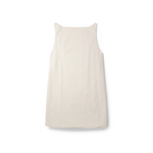 [327]GG     French one-shoulder linen  sleeveless backless high-waisted loose casual mini A-line dress