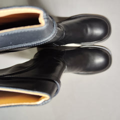 [496]NN Thick Sole Black Riding Boots for Petite Women