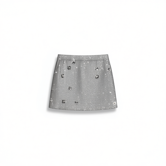 [288]G    [In Stock] Fragile Store Glass Starlight Exquisite Chanel-style Pearl Flower Sequin Skirt