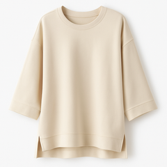 [765]MS 2025 Spring New Arrival Loose and Lazy Style Stylish Bestseller 100% Cotton Mid-Length Sleeve T-Shirt Women's Three-Quarter Sleeve Top