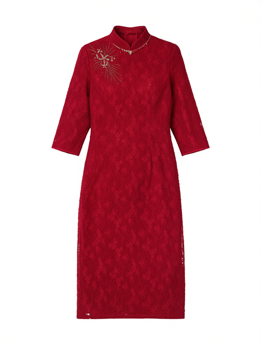 [721]NN Elegant High-End Qipao for Bride's Mother - 2025 Summer Modified Wedding Attire, May Wedding Dress