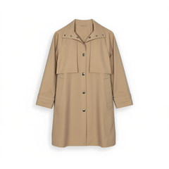 [533]G   YC Khaki BBR Draped Silhouette Mid-Length Trench Coat - 5178