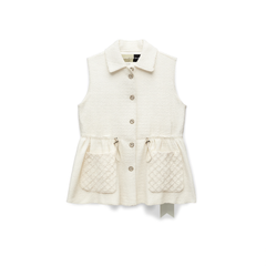 [917]G     YC 25A White Moonlight Series Woven Soft Tweed Waist-Cinching Vest Jacket - 5129