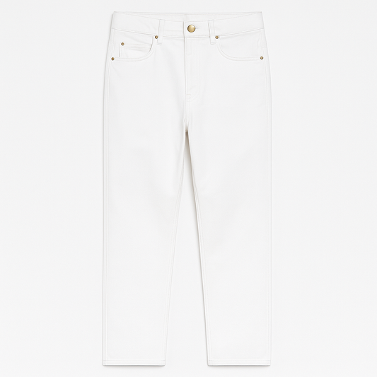 [771]MS Women's 99316 Wide-Leg Slimming High-Waist Lightweight White Non-Stretch Floor-Length Jeans