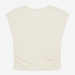 [780]GS    Korean Style Small Flying Sleeves Short Waisted Right Shoulder Short-sleeved T-shirt for Women Summer Design Niche Ice Silk Knitwear Top