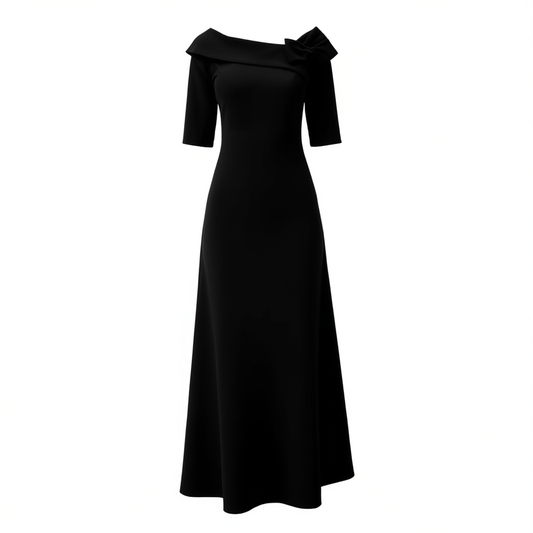 [075]MM Women's Black Evening Dress 2025 New Collection Elegant High-End Banquet Noble Style Mermaid Cut Luxurious Feel Suitable for Daily Wear