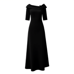 [075]MM Women's Black Evening Dress 2025 New Collection Elegant High-End Banquet Noble Style Mermaid Cut Luxurious Feel Suitable for Daily Wear