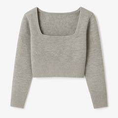 [781]MS Laxibei Women's 2024 Autumn New French Square Neck Knit Sweater Stylish Inner Layer Short Top