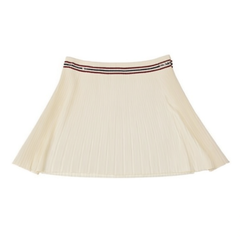 [974]M   Rouje Damas Academic Style Color-Block Short Knit Top and Pleated Skirt Set for Women