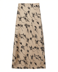 [955]GG     Women's 2025 Summer New Arrival Printed Retro High-Waisted Slimming Loose Long Office A-Line Skirt