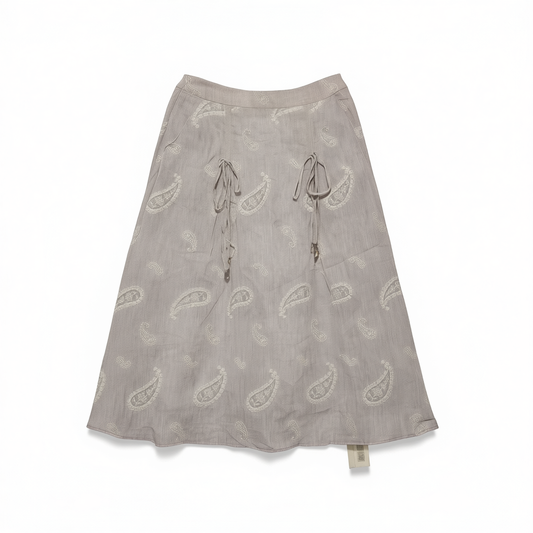 [068]NM  Purple Linen Embroidered Tie Halter Skirt Women Summer Midi 2025 New A-line Skirt