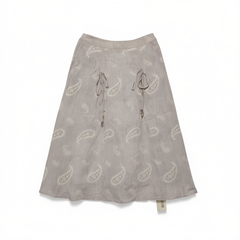 [068]N Annata Purple Linen Embroidered Tie Halter Skirt Women Summer Midi 2025 New A-line Skirt