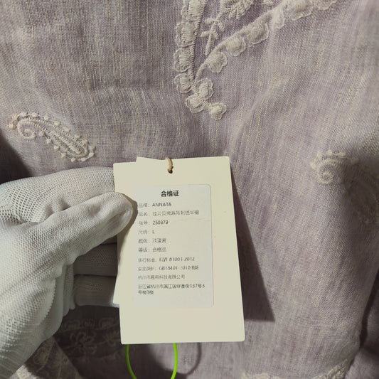 [068]NM  Purple Linen Embroidered Tie Halter Skirt Women Summer Midi 2025 New A-line Skirt