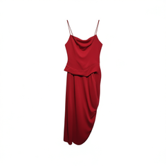 [182]G     Note of love Red Elegant Simple Bride Wedding Engagement Toasting Dress False Two-Piece Strapless Long Evening Gown