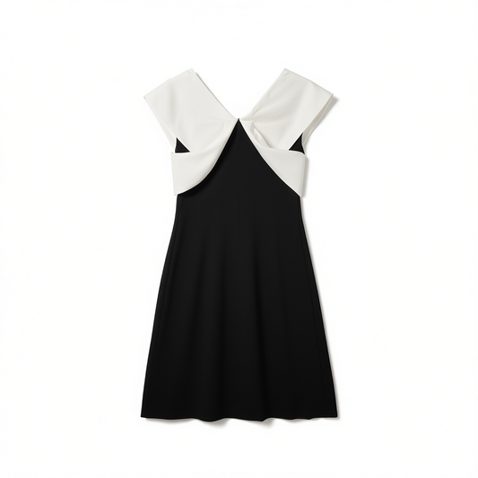 [048]NM  Women's Casual Commute Dress Unique Butterfly Collar 1E7R4H040