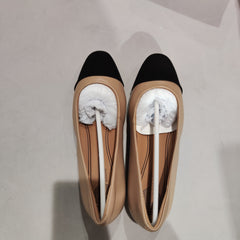 [021]N Uncle Wu's high heels round toe little Chanel style color blocking genuine leather large size sandals women summer versatile low heel women's shoes