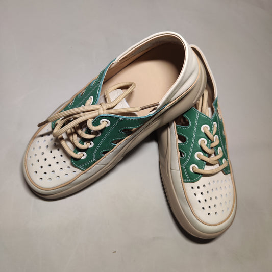 [266]GM  genuine leather sport sandals women platforms breathable hollow mesh white shoes clogs