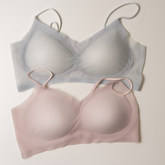 [811]GS    Wire-Free Seamless Ice Silk Bra for Women, Lightweight and Breathable, Push-Up and Side Bust Control, Removable Padding, Beautiful Back Design
