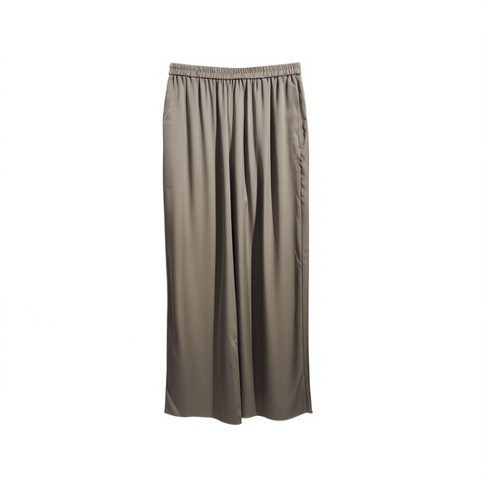 [211]MM  Silky Barely-There Feel Stretch Double-Sided Satin Loose, Heavyweight Women's Pants