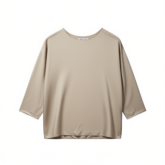 [467]NM  Goddess Charm Smooth Bare Feel Elastic Double-sided Satin Blouse for Women