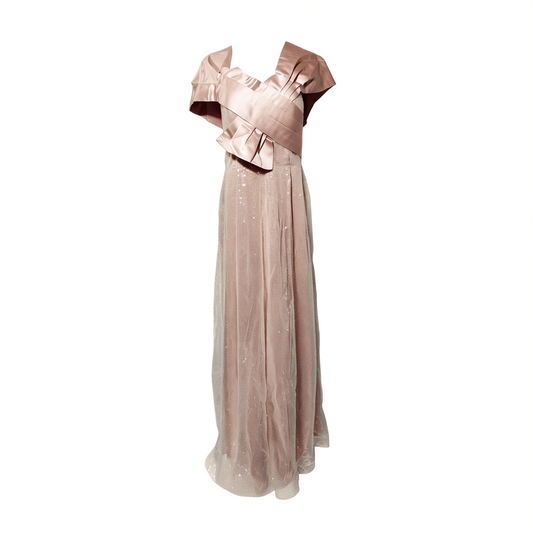 [246]GG   One-Shoulder Evening Dress for Women, Elegant, Light Luxury, Unique French Style Birthday Gown, Adult Princess Wedding Dress Host Outfit