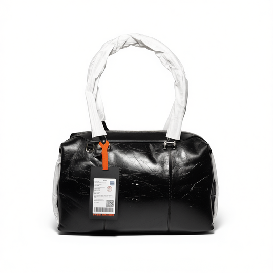 [612]GG     Vegetable-tanned Leather Oil Wax Long Handle Hand-carry Underarm Bag French Stick Super Popular Boston Bag