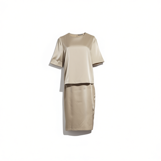 [601]NN  Elegant Workwear Charm! Slimming Skirt Set with Short-Sleeve Top