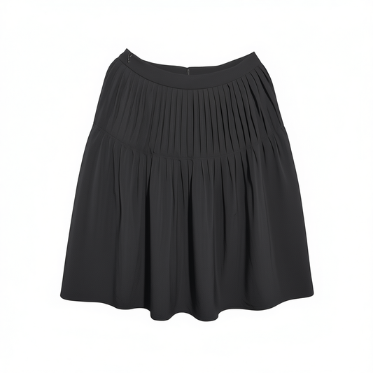 [575] Northbu South A-line low-waist lightweight casual ruffled pleated midi skirt