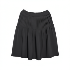 [575] Northbu South A-line low-waist lightweight casual ruffled pleated midi skirt