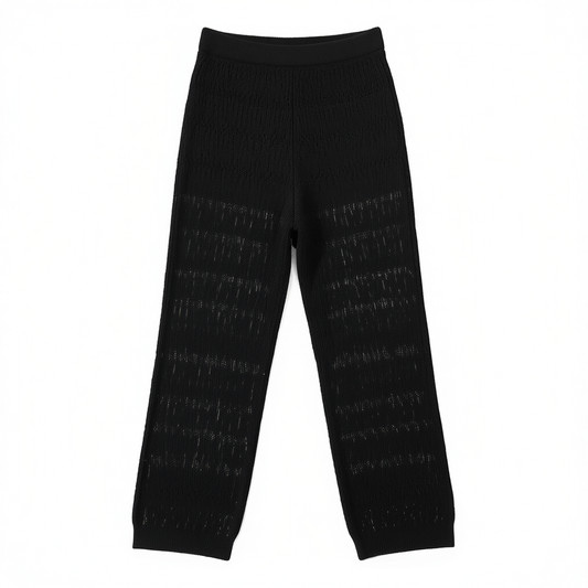 [323]NM  Lightweight Airy Lace Hollowed-out Muscle-relaxed Drawstring Knit Air Pants with Fine Indian Velvety Cotton