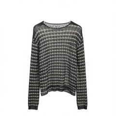 [835]N KEIGAN/KAISHAN popular reputation best-selling imported from Italy linen mercerized cotton patterned hollow knit fishnet blouse