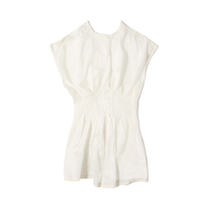 [768]G      DoryDory Striped Hollow-out Jacquard Sleeveless Round Neck Shirt, Waist-cinched Sun-protection Top, Lightweight, Light Luxury, Premium Feel