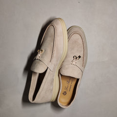 [981]NM  Genuine Leather Loafers for Women with Tassel Buckle, Slip-On Casual Shoes, Round Toe, Versatile Flat Casual Single Shoes