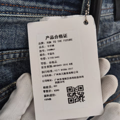 [602]N Escape from Chigang West Women's Vintage Washed Blue Jeans Summer American Street Style Low-Waist Loose Straight-Leg Floor-Length Pants
