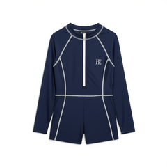 [515] BE Vandebe MIX Series Women's One-Piece Swimsuit, Long-Sleeve Sun Protection, Slimming and Comfortable, High-End Surfing Style