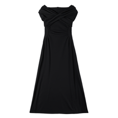 [816]MM  [Waist-Slimming Dress Series] Black Dress Women's Gown Long Dress