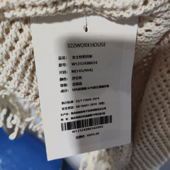 [659]N 322 Workshop Red Laser-Cut Tassel V-Neck Knit Cardigan Jacket for Women, Summer Lightweight Top B656