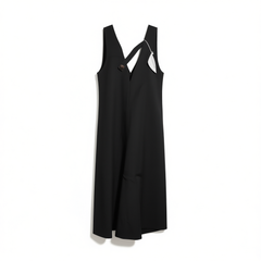 [074]N MEIYANG Sequencing Dress - Twill Texture V-Neck Loose Striped Sleeveless Cami Dress - Monday