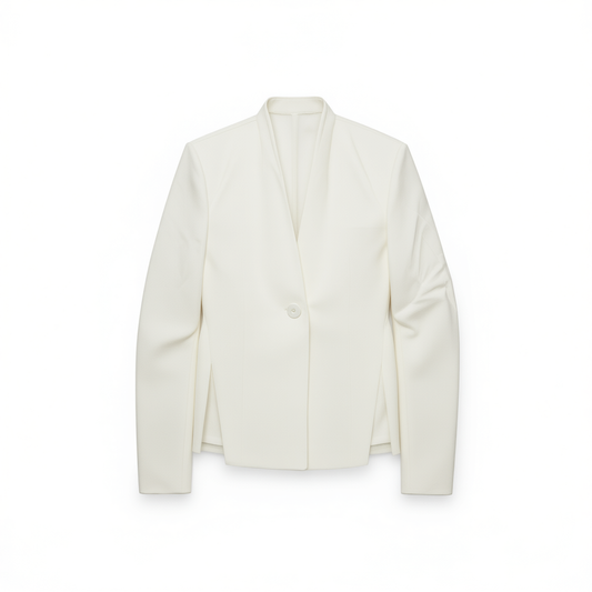 [821]NG     Classic Style  Triacetate Slim-Fit Waist-Cinching Blouse